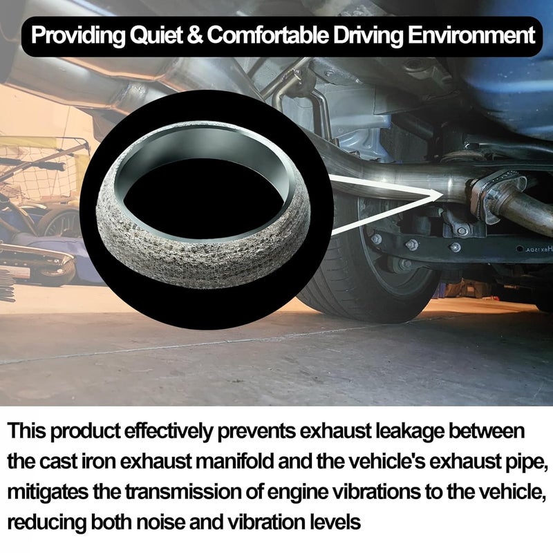 3DSKY ID 2.12In/54mm Car Exhaust Manifold Gasket, 2Pcs Automotive Exhaust Flange Gasket, Graphite Muffler Connector Replacement for Most 2-1/8 inch OD Car Pipe - Image 4